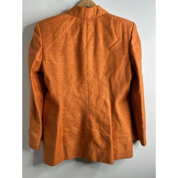 Vtg Lauren Ralph Lauren Blazer Jacket Womens 12‎ Orange Notch Lapel 100% Silk - Picture 6 of 9